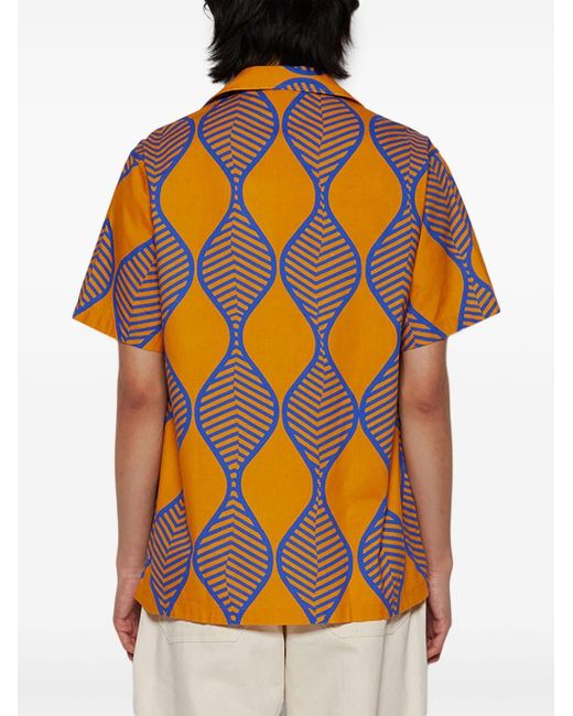 Camisa estampada de dos tonos Doppiaa de hombre de color Orange