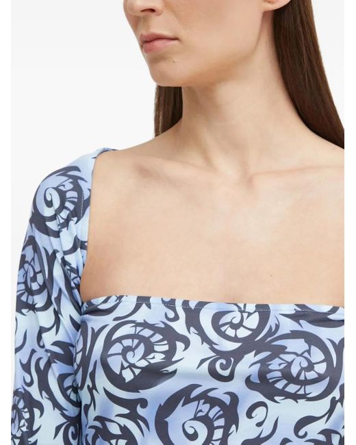Résumé Blue Square Neck Printed Top