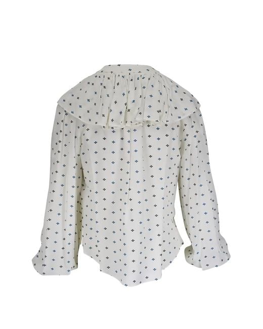 Veronica Beard Gray Blouse Imprimée À Volants