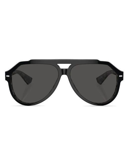 Dolce & Gabbana Black Round-Frame Tinted Sunglasses for men