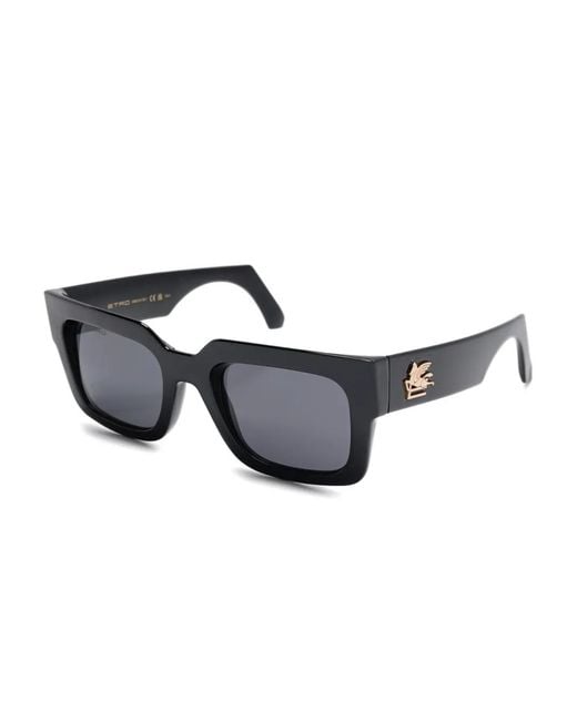 Etro Black Pegaso-Logo Square Sunglasses