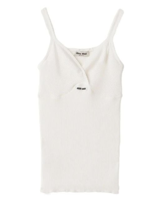 Top de canalé Miu Miu de color White