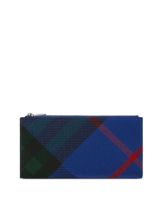 Burberry Blue Large Checked Bi-fold Wallet