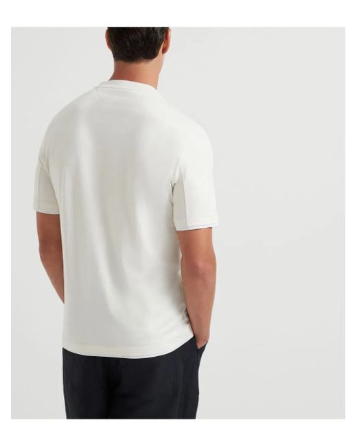 メンズ Brunello Cucinelli レイヤード Tシャツ White