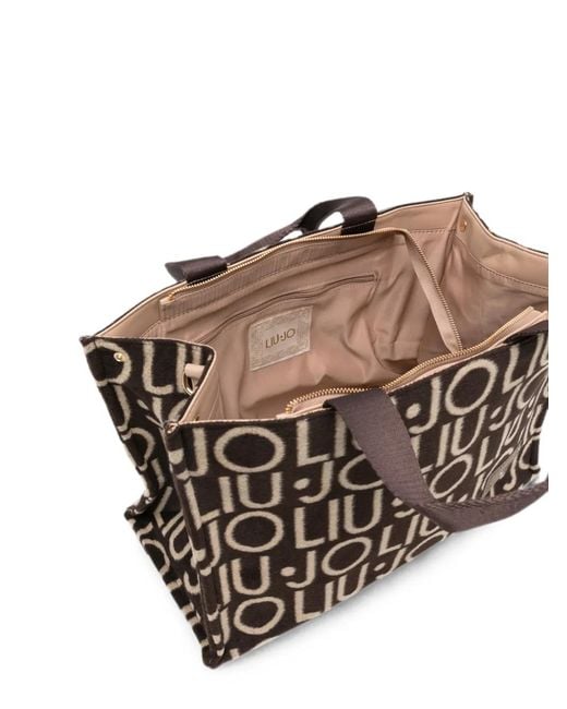 Liu Jo Black Sac Cabas À Logo En Intarsia