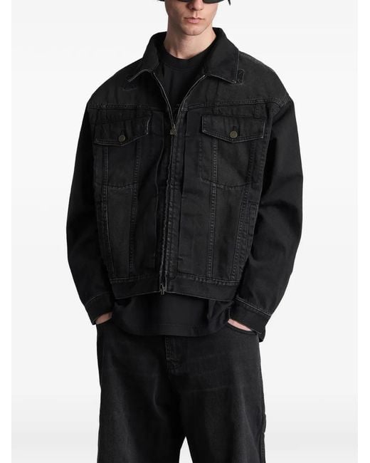 Vetements Black Zip-Up Denim Jacket for men