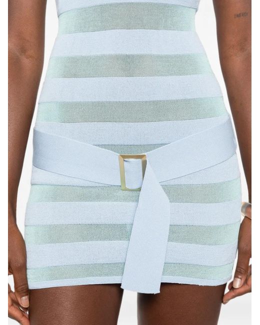Asta Resort Blue Cora Striped Belted Mini Dress