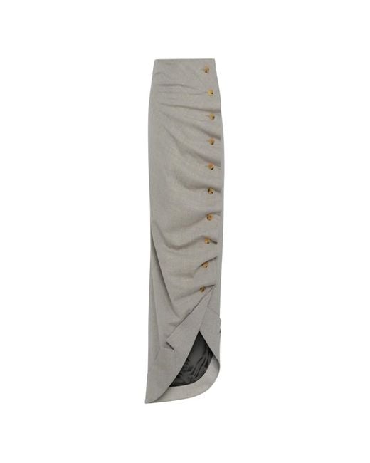A.W.A.K.E. MODE White Asymmetric Button-Down Maxi Skirt
