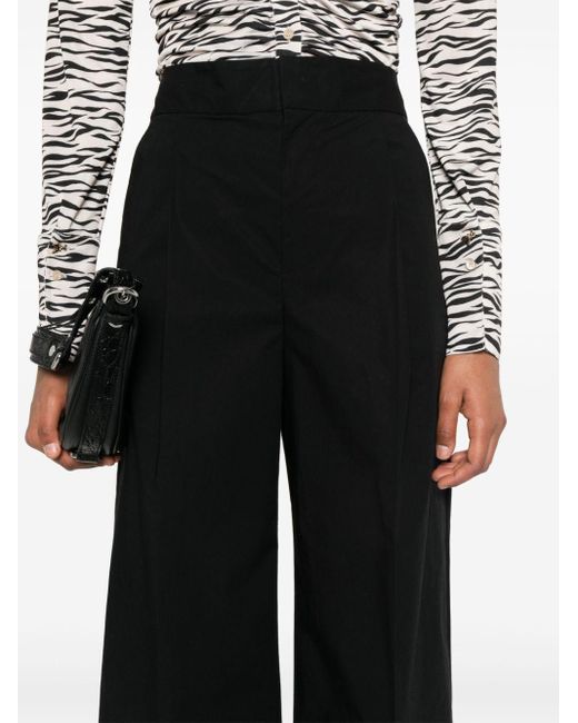 Twin Set Black Cropped Straight Trousers