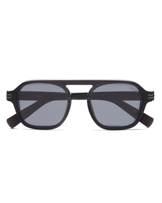 Zegna Blue Aurora Ii Pilot-frame Sunglasses for men