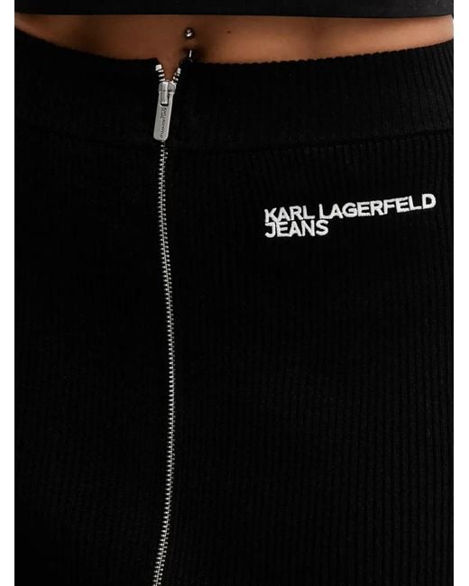 Karl Lagerfeld Black Zip-Fastening Midi Skirt