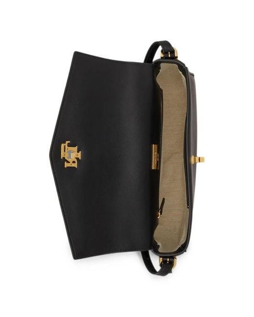 Ralph Lauren White Logo-Plaque Leather Shoulder Bag