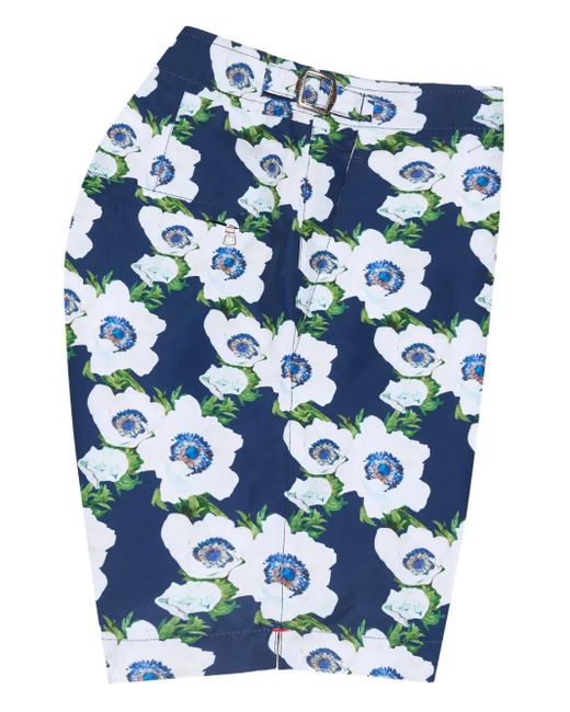 Orlebar Brown Blue Bulldog Floral-Print Swim Shorts for men