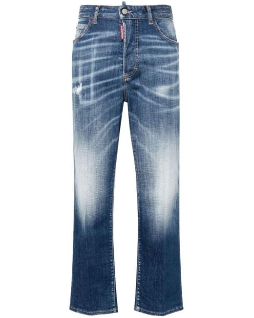 DSquared² Blue Boston Cropped-Jeans mit hohem Bund