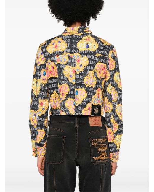 Versace Jeans Couture Black Heart Couture-Print Denim Jacket
