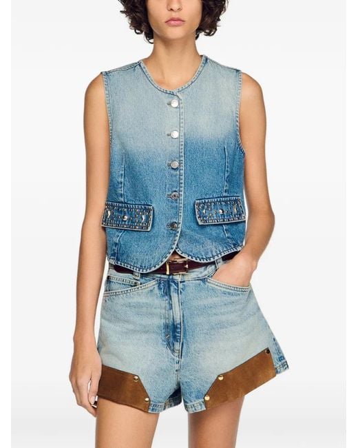 Sandro Blue Denim Vest