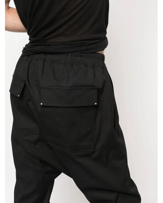Rick Owens Black Drop-Crotch Trousers for men