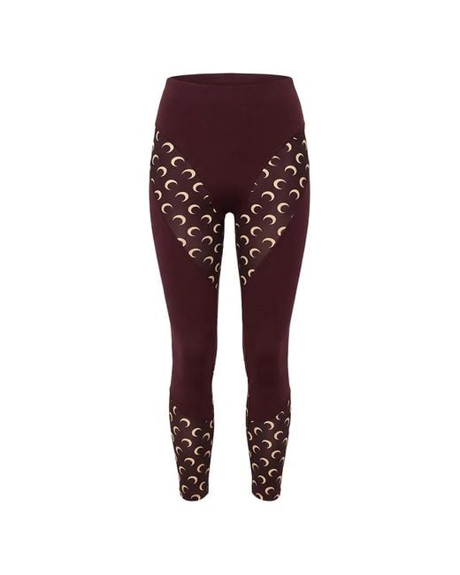 MARINE SERRE Red Moon-Print Panelled Leggings