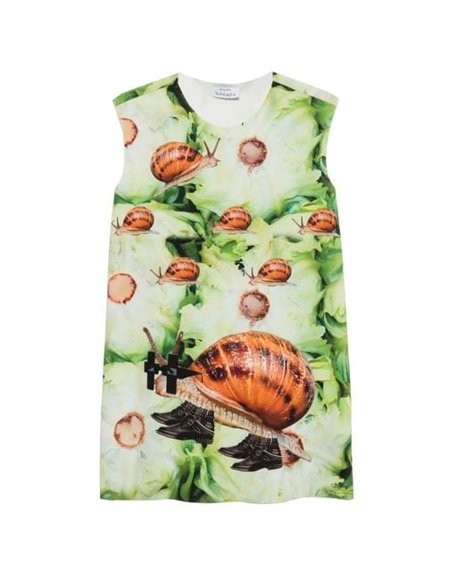 The Artistylist Green Snail-Print Sleeveless Mini Dress
