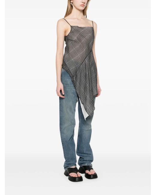 Marc Le Bihan Gray Checked Top