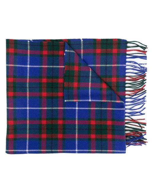 Marni Blue Check-Pattern Knitted Scarf for men