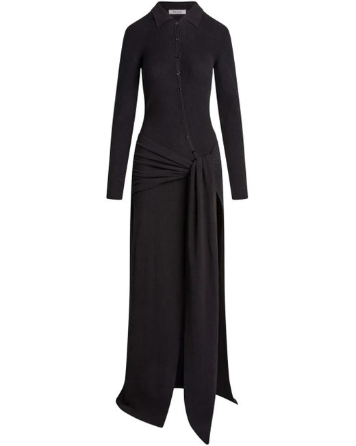 AYA MUSE Black Draped-Detail Maxi Dress