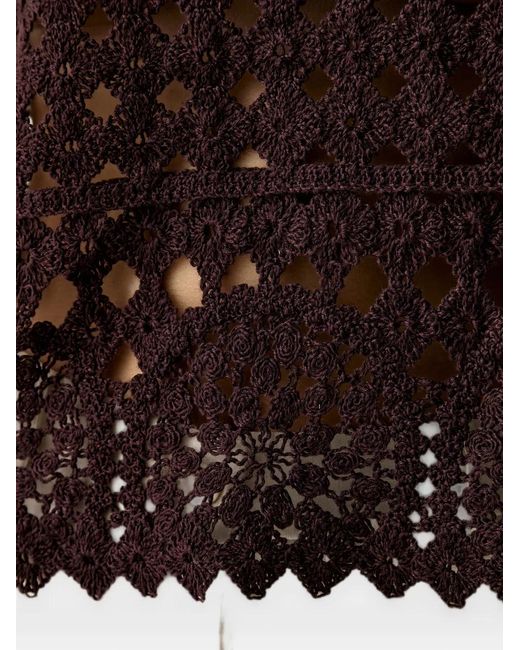 Sisley Brown Crochet-Knit Scalloped-Edge Sleeveless Top