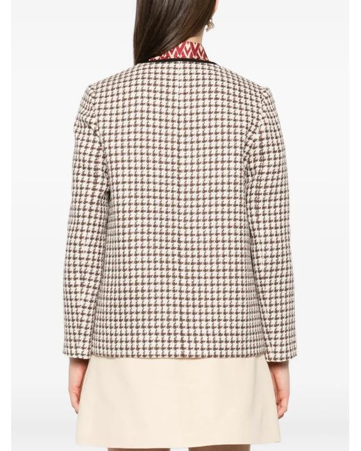 Valentino Garavani Natural Tweed Houndstooth-Pattern Jacket