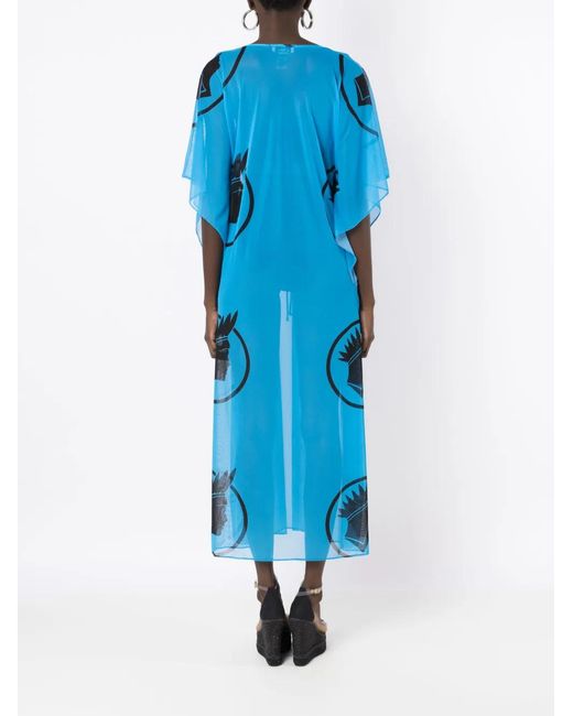 Amir Slama Blue Semi-Sheer Tied-Waist Dress