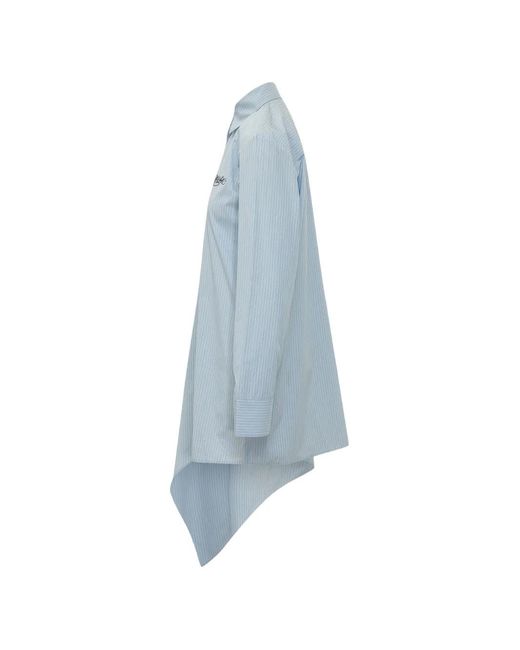 Off-White c/o Virgil Abloh Blue Asymmetric Striped Shirt Midi Dress