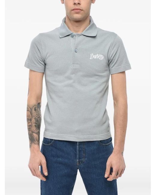 Burberry Gray Logo-Embroidered Polo Shirt for men