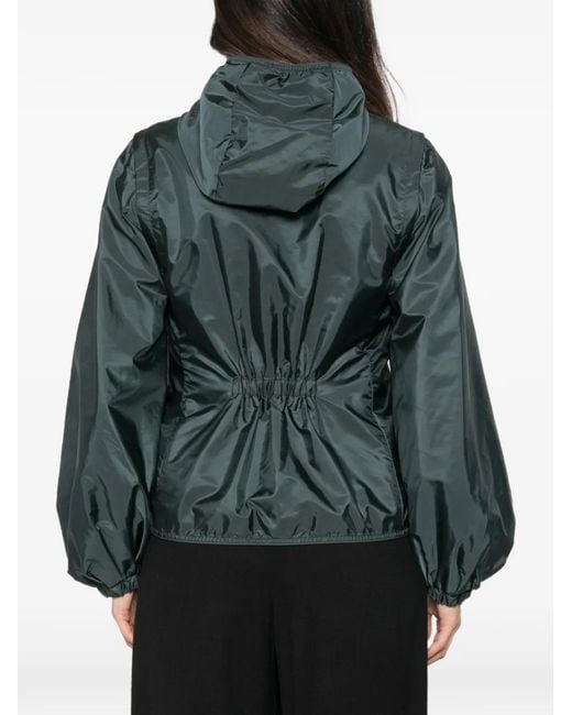 Moncler Green Quilted-Panel Hooded Jacket