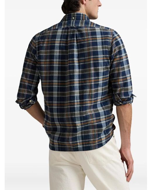 Polo Ralph Lauren Blue Madras-Check Cotton Shirt for men