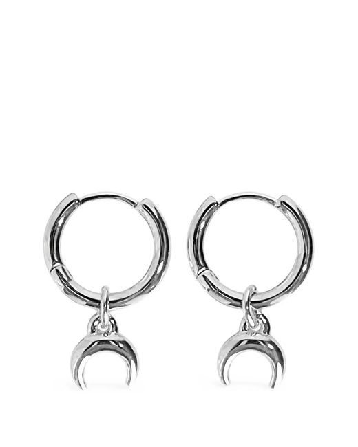 MARINE SERRE White Moon-Pendant Hoop Earrings