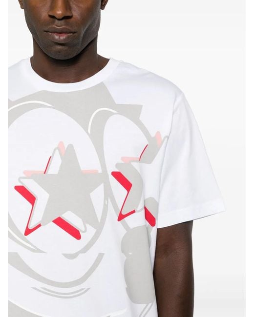 Iceberg White Felix The Cat Cotton T-Shirt for men