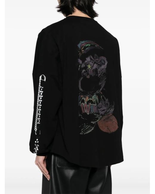 we11done T-Shirt Mit Cartoon-Print in Black für Herren