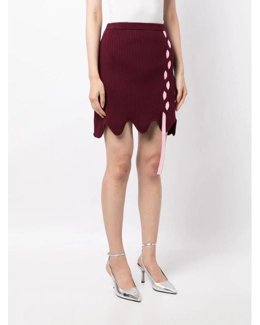 Ph5 Purple Sofia Layered Ribbed-Knit Miniskirt