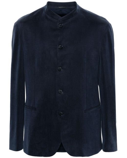 Giorgio Armani Blue Band-collar Buttoned Jacket for men