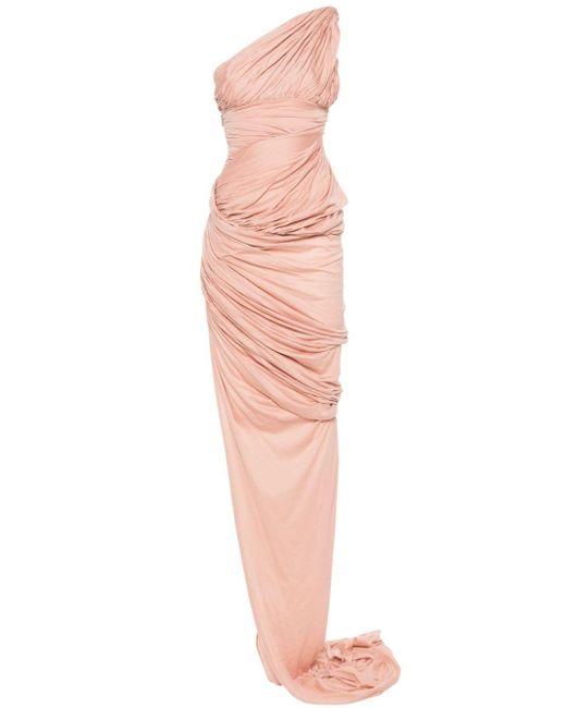 Rick Owens Pink Draped Gown Cotton Maxi Dress