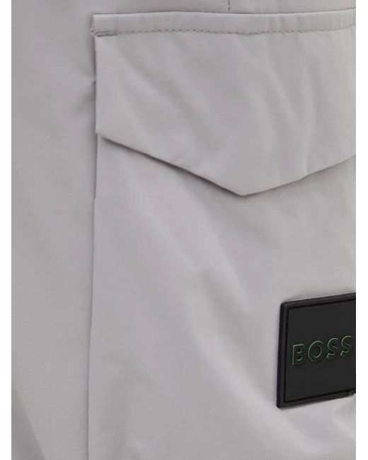 Boss Gray Tapered-Fit Trousers for men