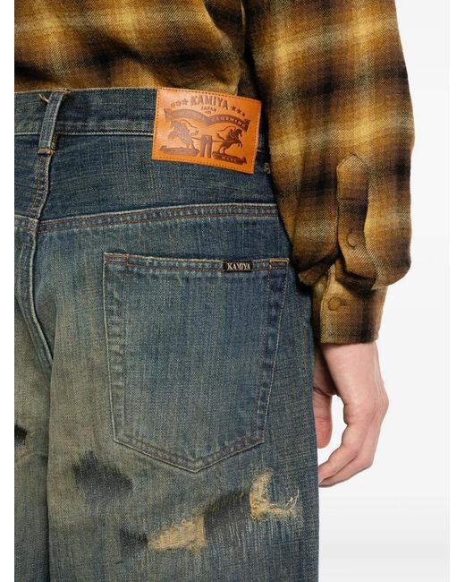 Jean À Design Patchwork Et Effet Usé KAMIYA pour homme en coloris Blue