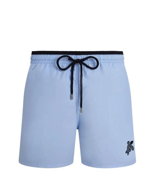 Vilebrequin Blue Turtle-Embroidery Swim Shorts for men