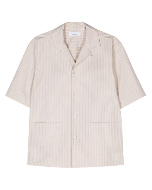 Lardini White Pinstriped Cotton Shirt for men