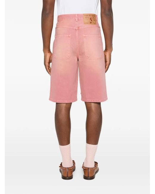 Carne Bollente Pink Frayed Heart-Motif Shorts