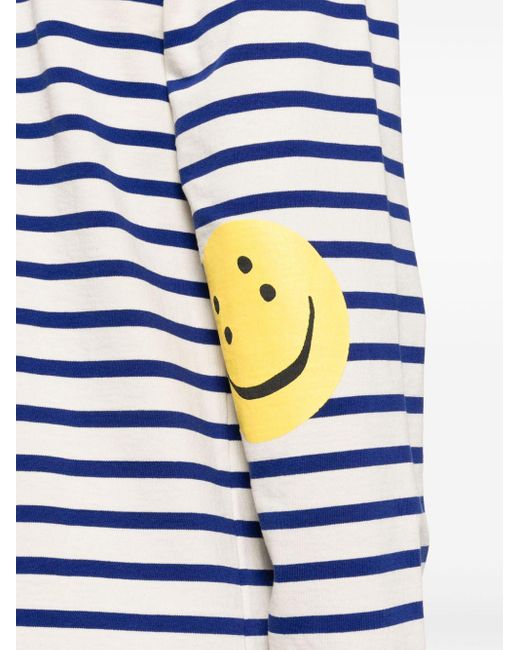 Kapital Blue Smiley Face-print Cotton T-shirt for men
