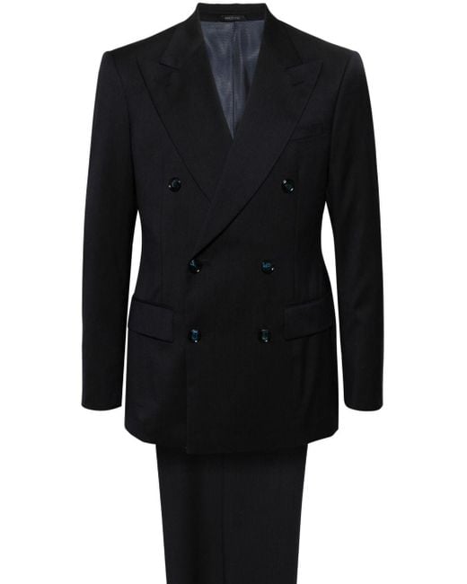 Giorgio Armani Black Peak-lapel Double-breasted Suit for men