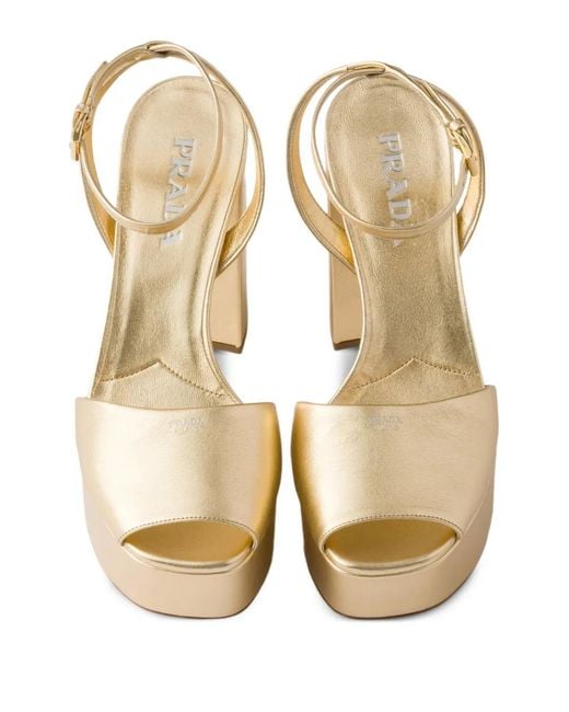 Prada Metallic Leather Platform Sandals