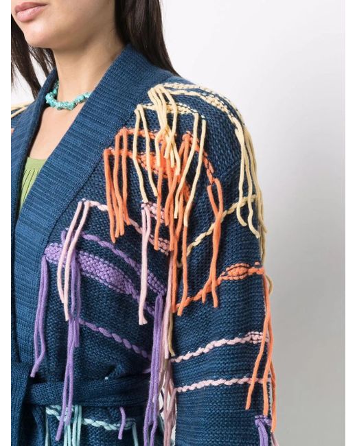 Cardigan Ceinturé À Détails De Fils Canessa en coloris Blue