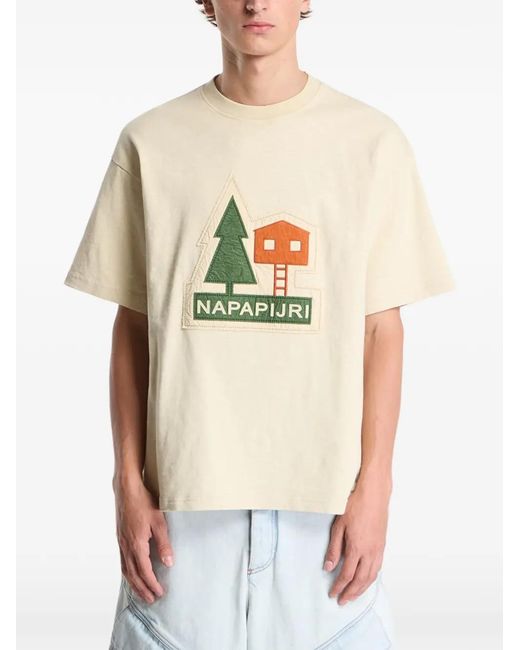 Napapijri White Trahus Graphic-Patch T-Shirt for men