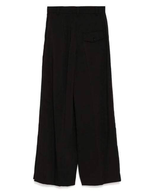 Pushbutton Black Side Folded Wide Pants